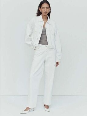 Agolde V-Waist Baggy full length jeans in Milkshake Cream White